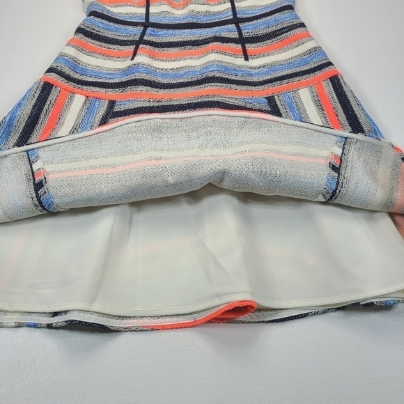 Shoshanna Simone Dress Stripe Fit & Flare Sleeveless Textured Linen Blend Mini 2 - Picture 6 of 15